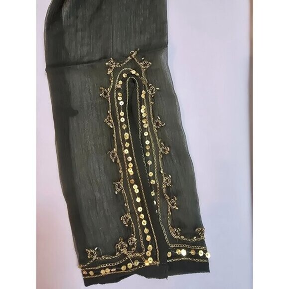 Olive Green Silk Chiffon top, cropped tie front by Magazine Size L New - Picture 5 of 13